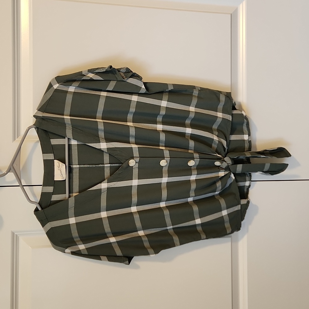 Universal Thread, S, Plaid Green, short-sleeved shirt